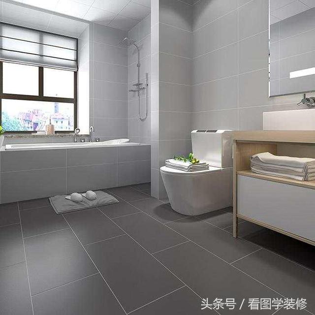 卫生间装修效果图-浅灰色卫生间瓷砖效果图