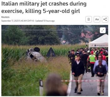 意大利空军表演队一架飞机坠毁 致一位5岁女童身亡 第1张图片