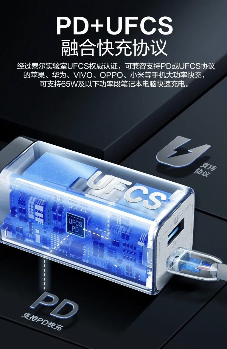 公牛推出新款 65W 双口充电头：支持 UFCS 协议，首发价 118 元 第2张图片
